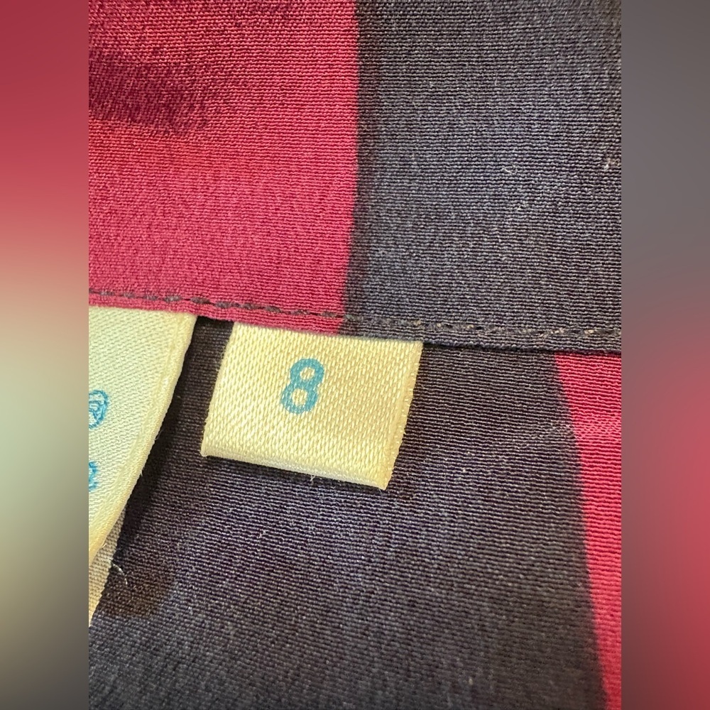WinterSilks Burgundy Striped 100% Silk Blouse Women’s size 8 - Picture 5 of 12